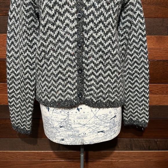 Vintage Paul Harris Designs Crew Neck Long Sleeve Zigzag Cardigan Sweater - Picture 3 of 10